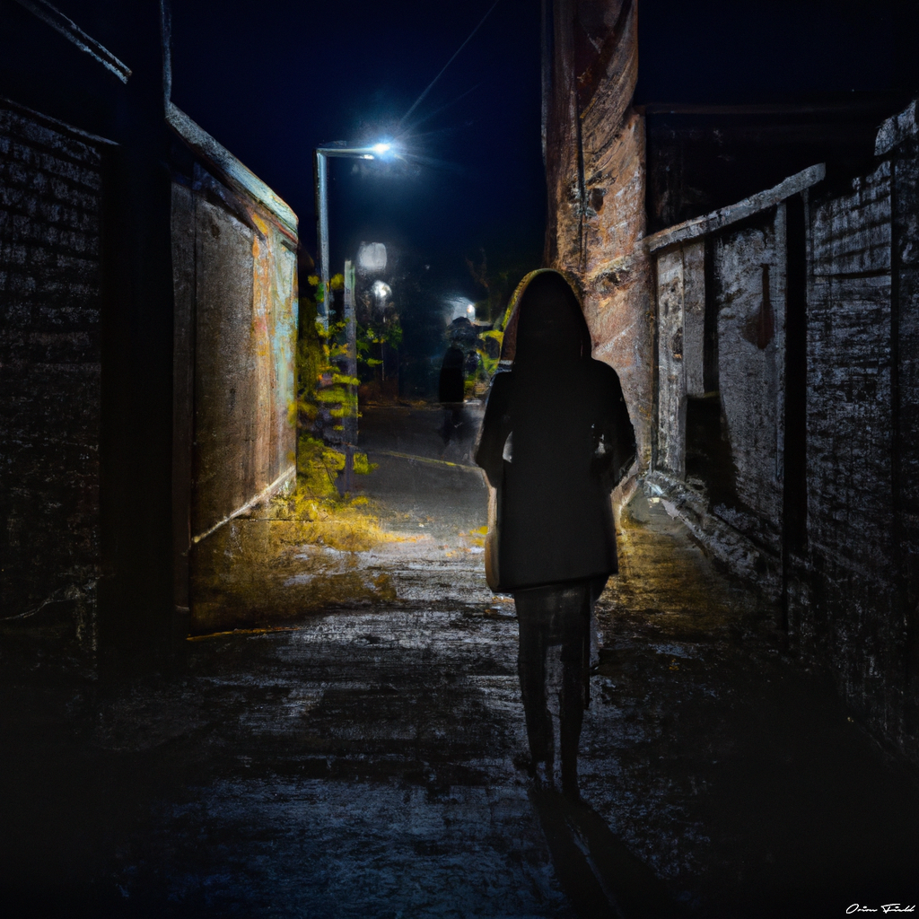 A girl walking at night 1