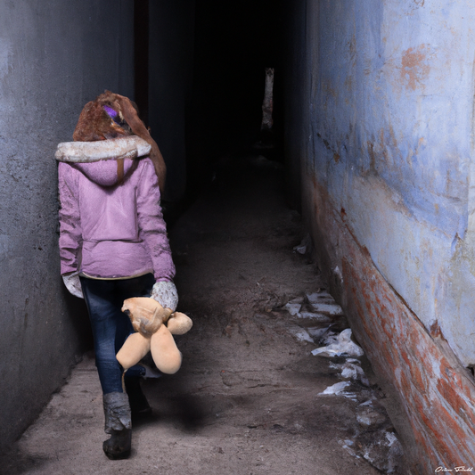 Redhead girl, holding a teddy bear 1