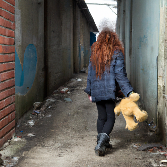 Redhead girl, holding a teddy bear 3